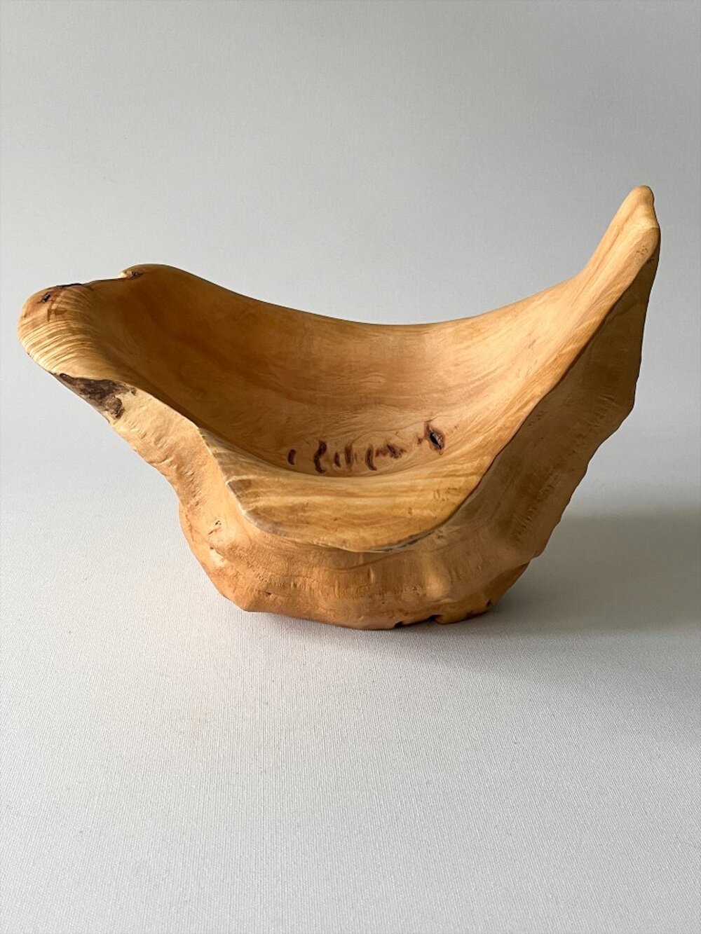 Stinson Studios Hand Carved Burl Wood Vessel Bowl Signed Sculpture